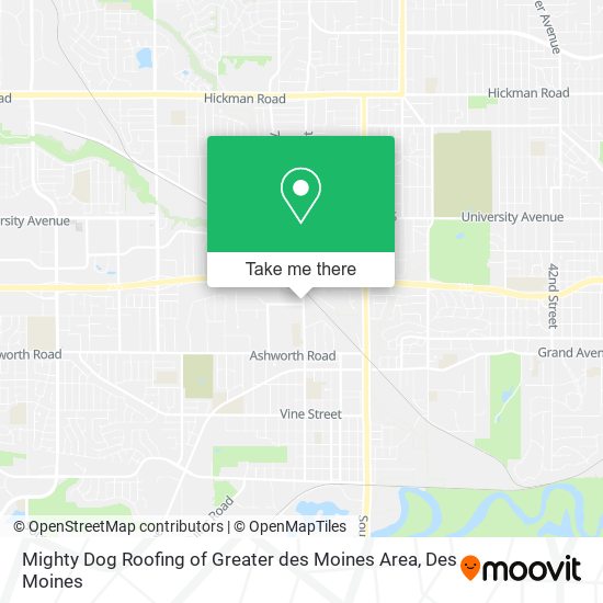 Mighty Dog Roofing of Greater des Moines Area map