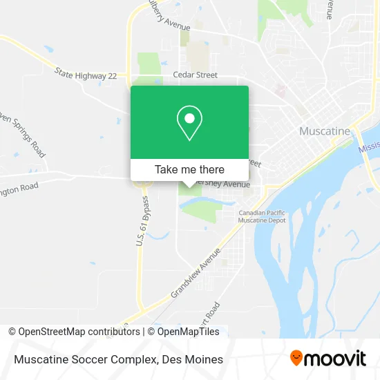 Muscatine Soccer Complex map