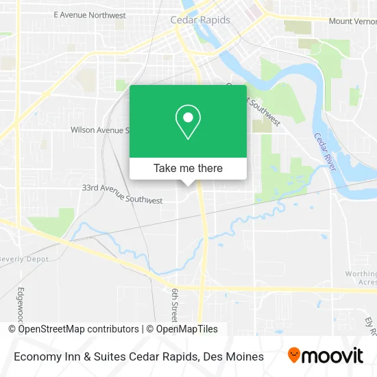 Economy Inn & Suites Cedar Rapids map