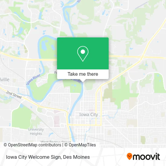 Iowa City Welcome Sign map