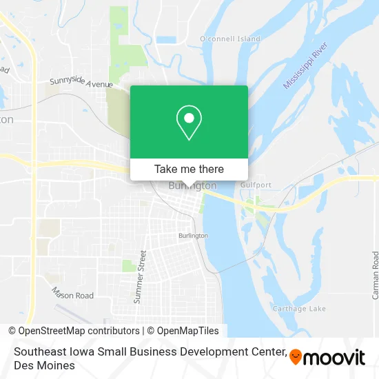 Southeast Iowa Small Business Development Center map