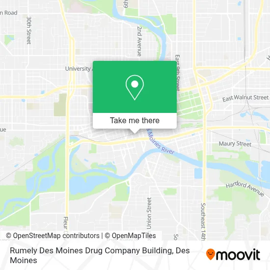 Rumely Des Moines Drug Company Building map