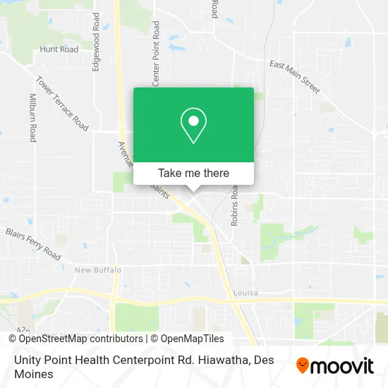 Unity Point Health Centerpoint Rd. Hiawatha map