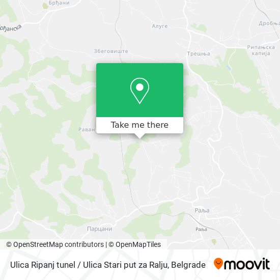 Ulica Ripanj tunel / Ulica Stari put za Ralju map