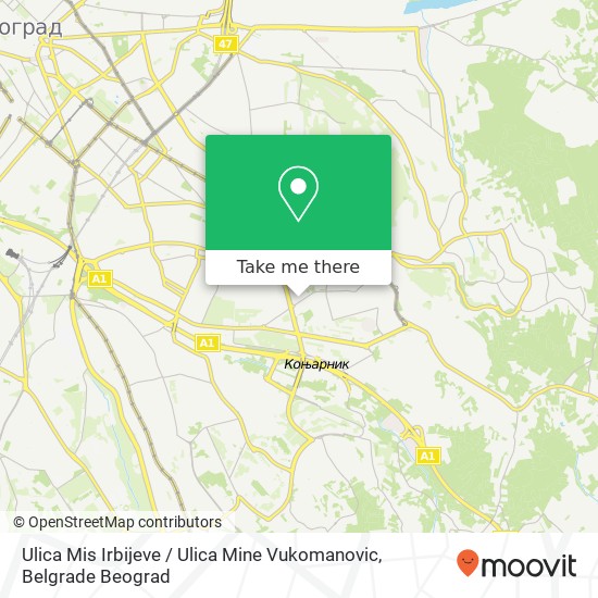 Ulica Mis Irbijeve / Ulica Mine Vukomanovic map