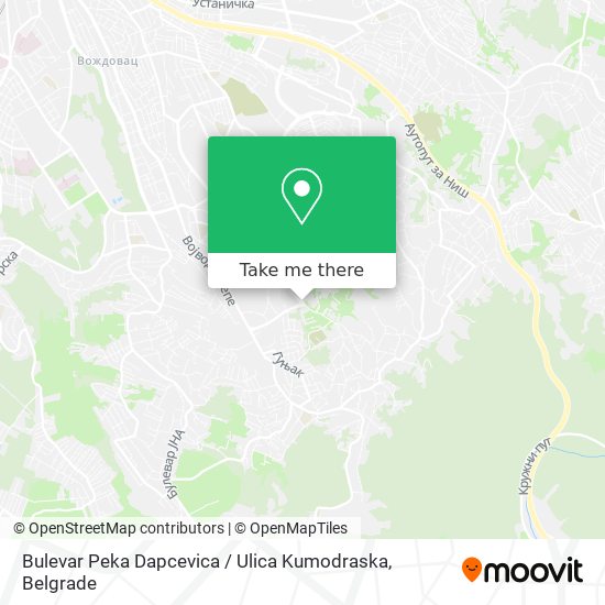 Bulevar Peka Dapcevica / Ulica Kumodraska map