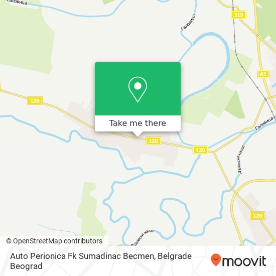 Auto Perionica Fk Sumadinac Becmen map