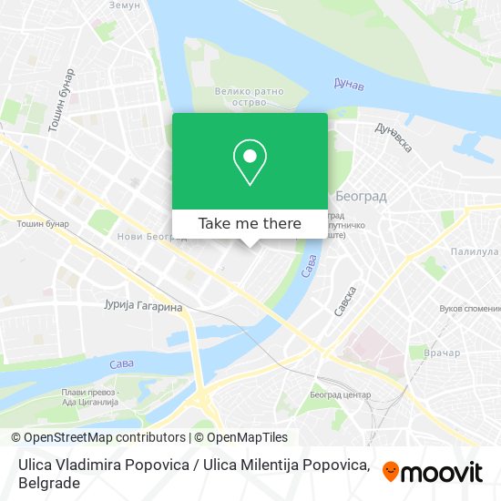 Ulica Vladimira Popovica / Ulica Milentija Popovica map