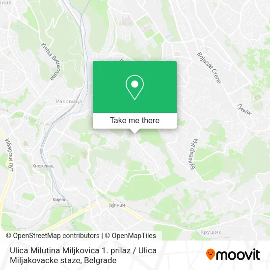 Ulica Milutina Miljkovica 1. prilaz / Ulica Miljakovacke staze map