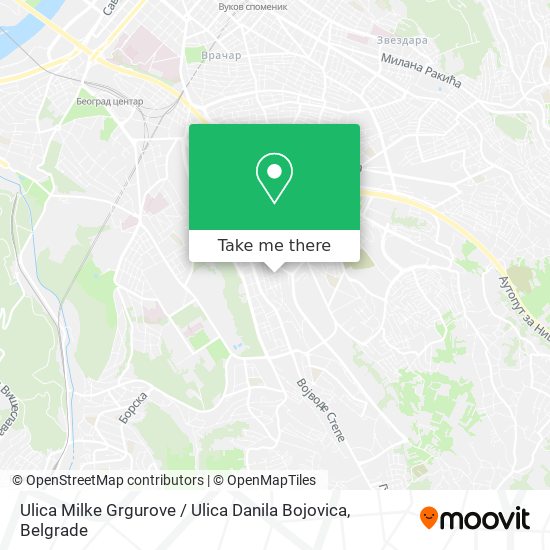 Ulica Milke Grgurove / Ulica Danila Bojovica map