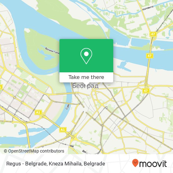 Regus - Belgrade, Kneza Mihaila map