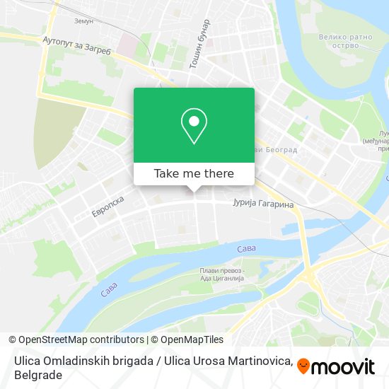 Ulica Omladinskih brigada / Ulica Urosa Martinovica map