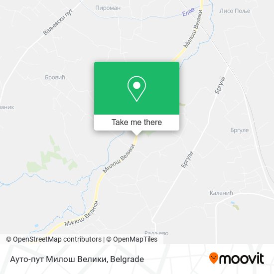 Ауто-пут Милош Велики map