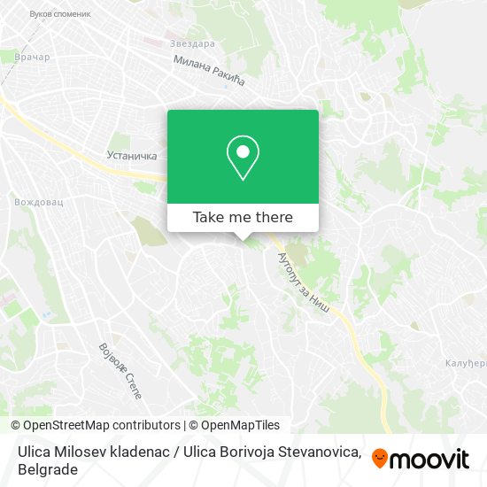 Ulica Milosev kladenac / Ulica Borivoja Stevanovica map