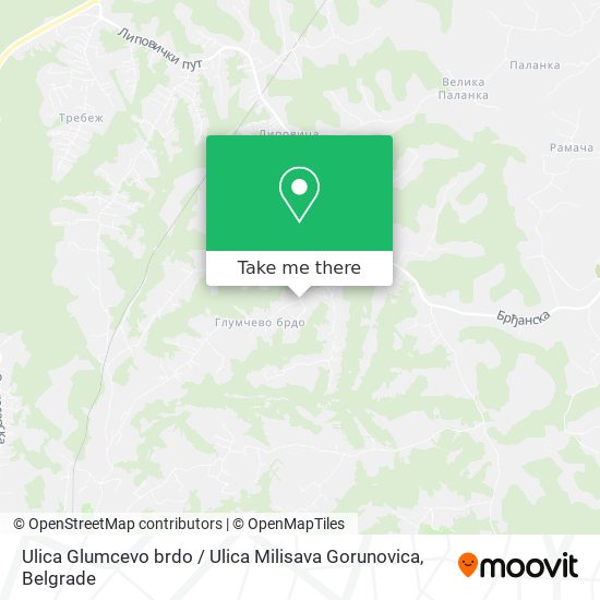 Ulica Glumcevo brdo / Ulica Milisava Gorunovica map