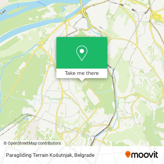 Paragliding Terrain Košutnjak map