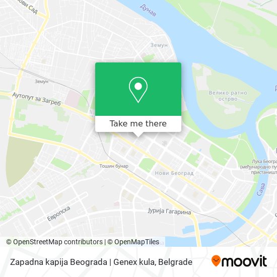 Zapadna kapija Beograda | Genex kula map