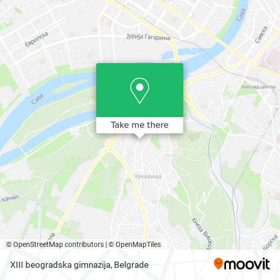 XIII beogradska gimnazija map