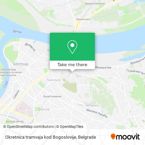 Okretnica tramvaja kod Bogoslovije map