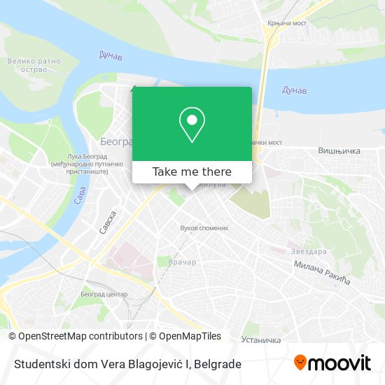 Studentski dom Vera Blagojević I map