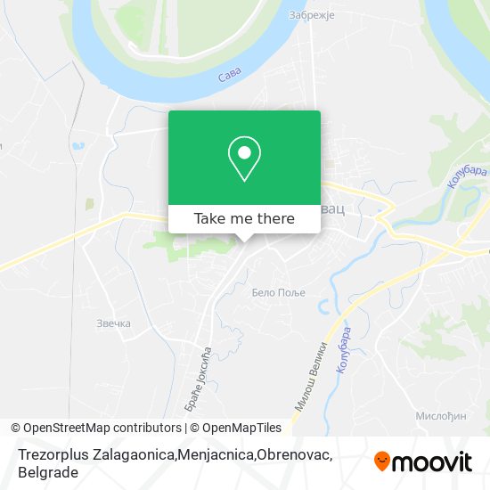 Trezorplus Zalagaonica,Menjacnica,Obrenovac map