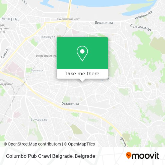 Columbo Pub Crawl Belgrade map