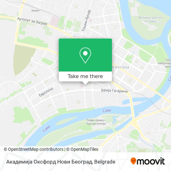 Академија Оксфорд Нови Београд map