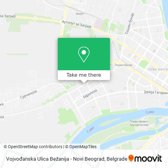 Vojvođanska Ulica Bežanija - Novi Beograd map