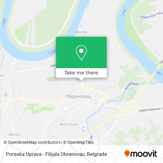 Poreska Uprava - Filijala Obrenovac map