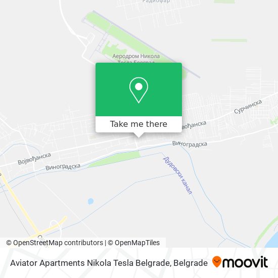 Aviator Apartments Nikola Tesla Belgrade map