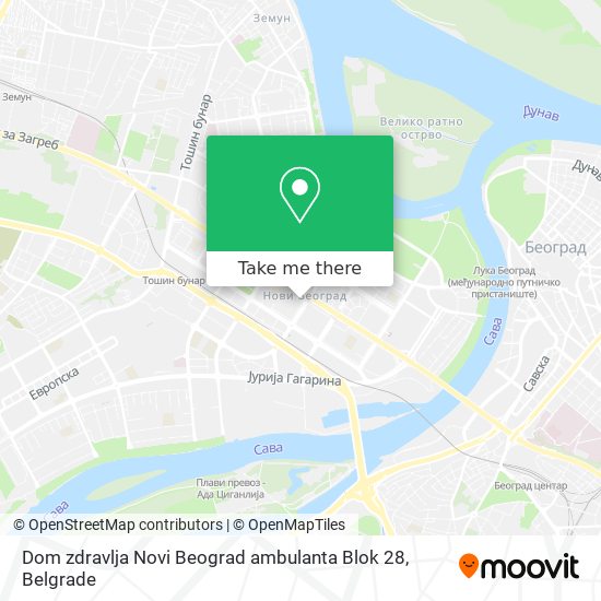 Dom zdravlja Novi Beograd ambulanta Blok 28 map