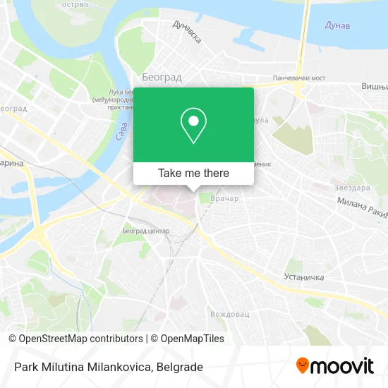 Park Milutina Milankovica map