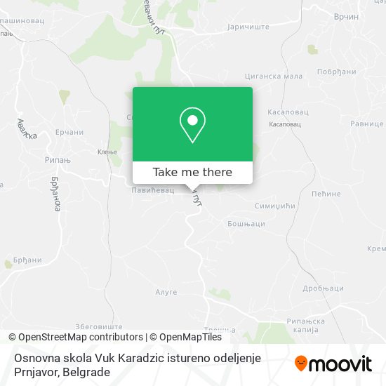 Osnovna skola Vuk Karadzic istureno odeljenje Prnjavor map