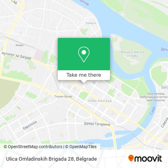 Ulica Omladinskih Brigada 28 map