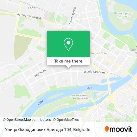 Улица Омладинских Бригада 104 map