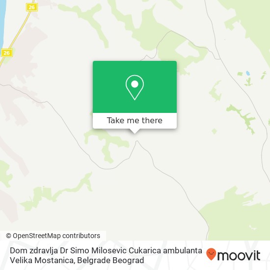 Dom zdravlja Dr Simo Milosevic Cukarica ambulanta Velika Mostanica map