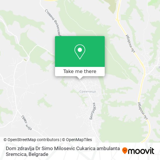 Dom zdravlja Dr Simo Milosevic Cukarica ambulanta Sremcica map