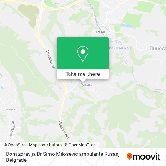 Dom zdravlja Dr Simo Milosevic ambulanta Rusanj map