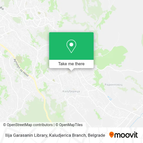 Ilija Garasanin Library, Kaludjerica Branch map