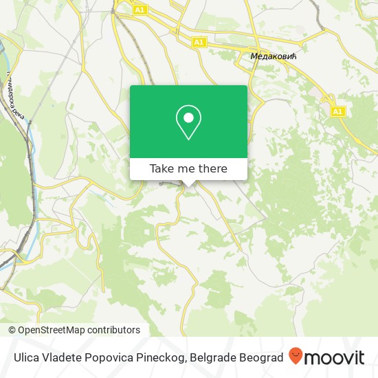 Ulica Vladete Popovica Pineckog map