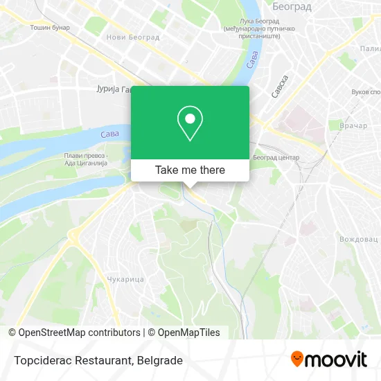 Topciderac Restaurant map