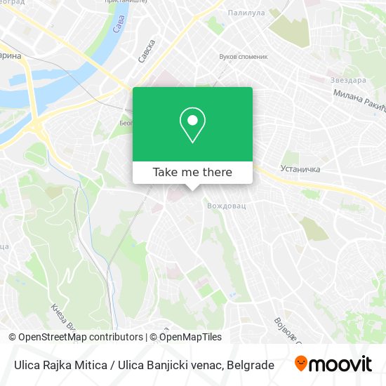 Ulica Rajka Mitica / Ulica Banjicki venac map