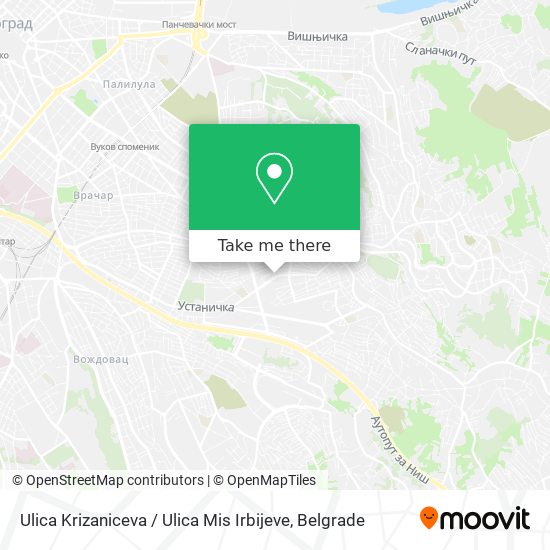 Ulica Krizaniceva / Ulica Mis Irbijeve map