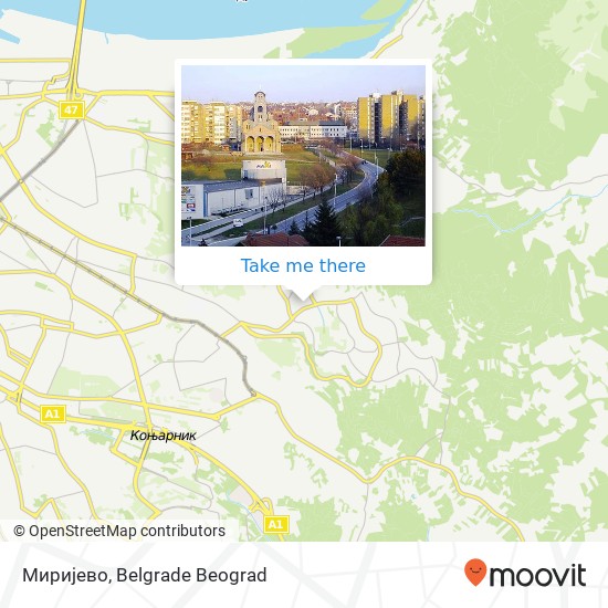 Миријево map