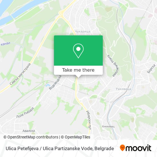 Ulica Petefijeva / Ulica Partizanske Vode map
