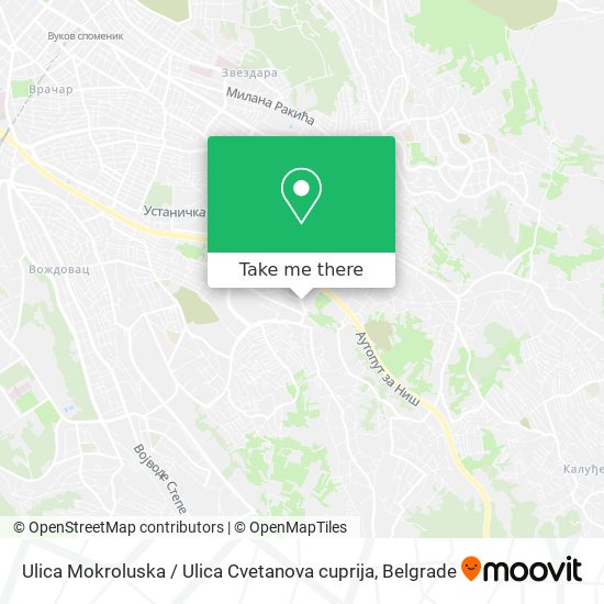 Ulica Mokroluska / Ulica Cvetanova cuprija map