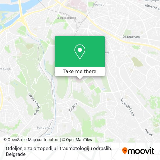 Odeljenje za ortopediju i traumatologiju odraslih map