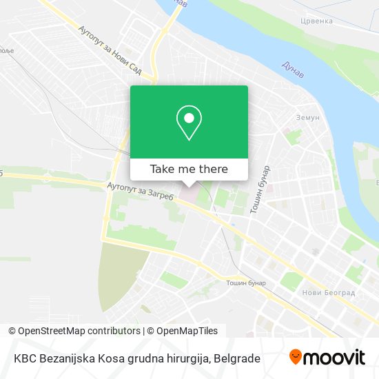 KBC Bezanijska Kosa grudna hirurgija map