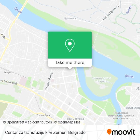 Centar za transfuziju krvi Zemun map