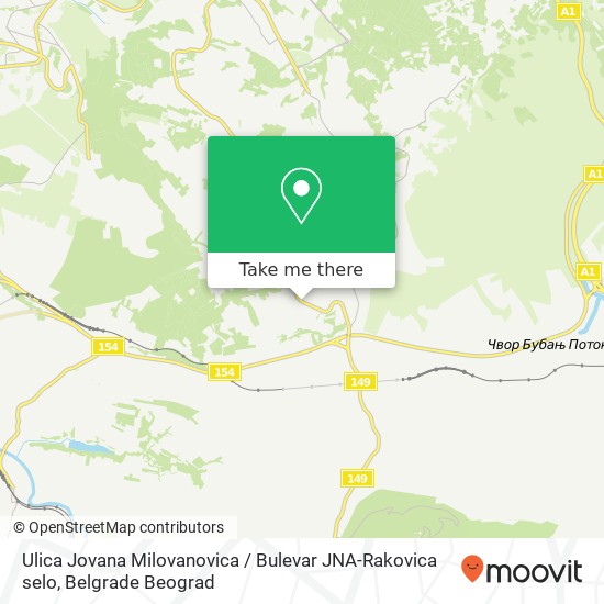 Ulica Jovana Milovanovica / Bulevar JNA-Rakovica selo map